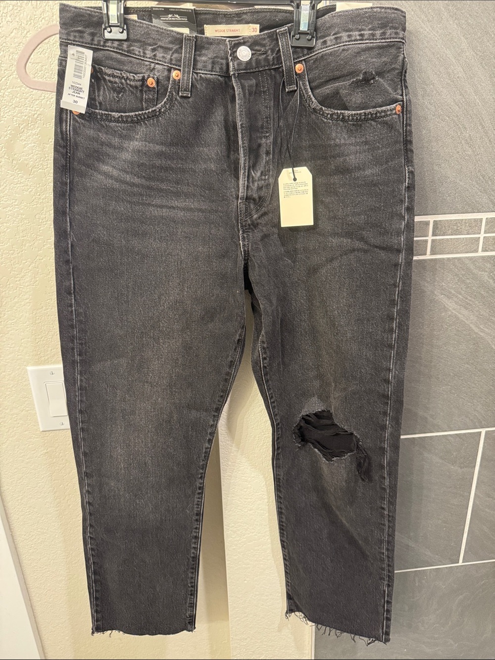 Women’s Black Washed Distressed Jeans - Classic Fit